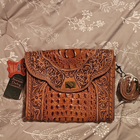 American Darling Brown Tooled Leather Bag - Main Image